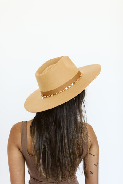 Gigi Pip Raine Wide Brim Fedora in Honeycomb