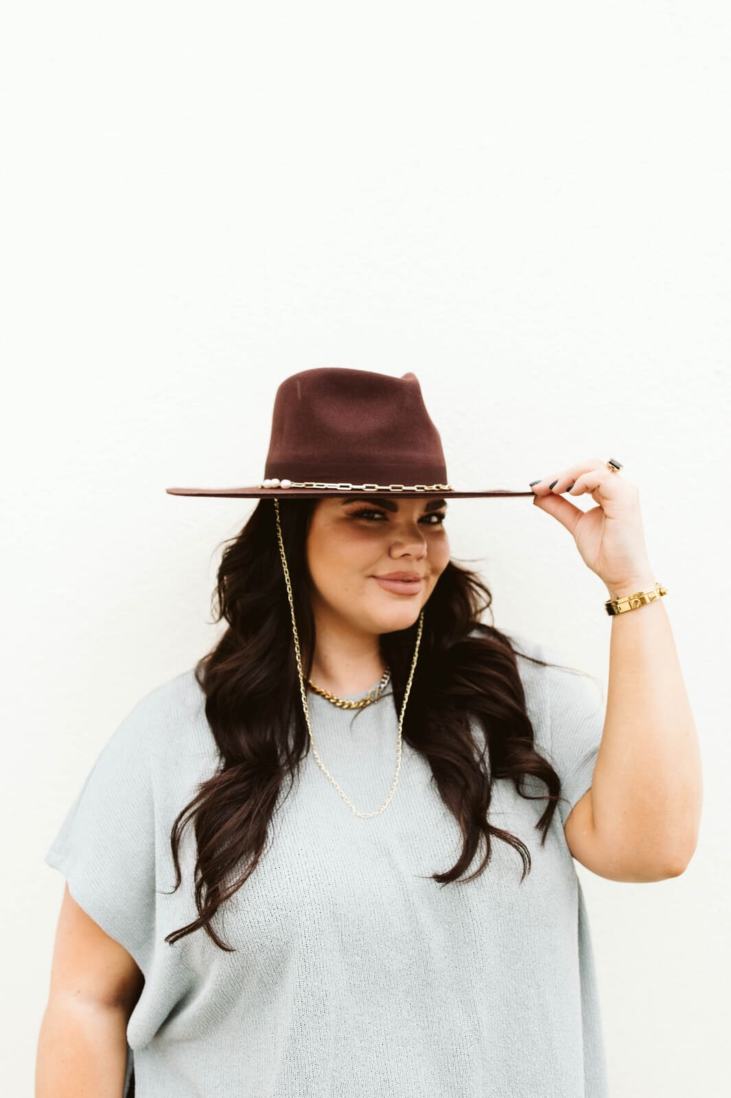 Gigi Pip Raine Wide Brim Fedora in Dark Cherry