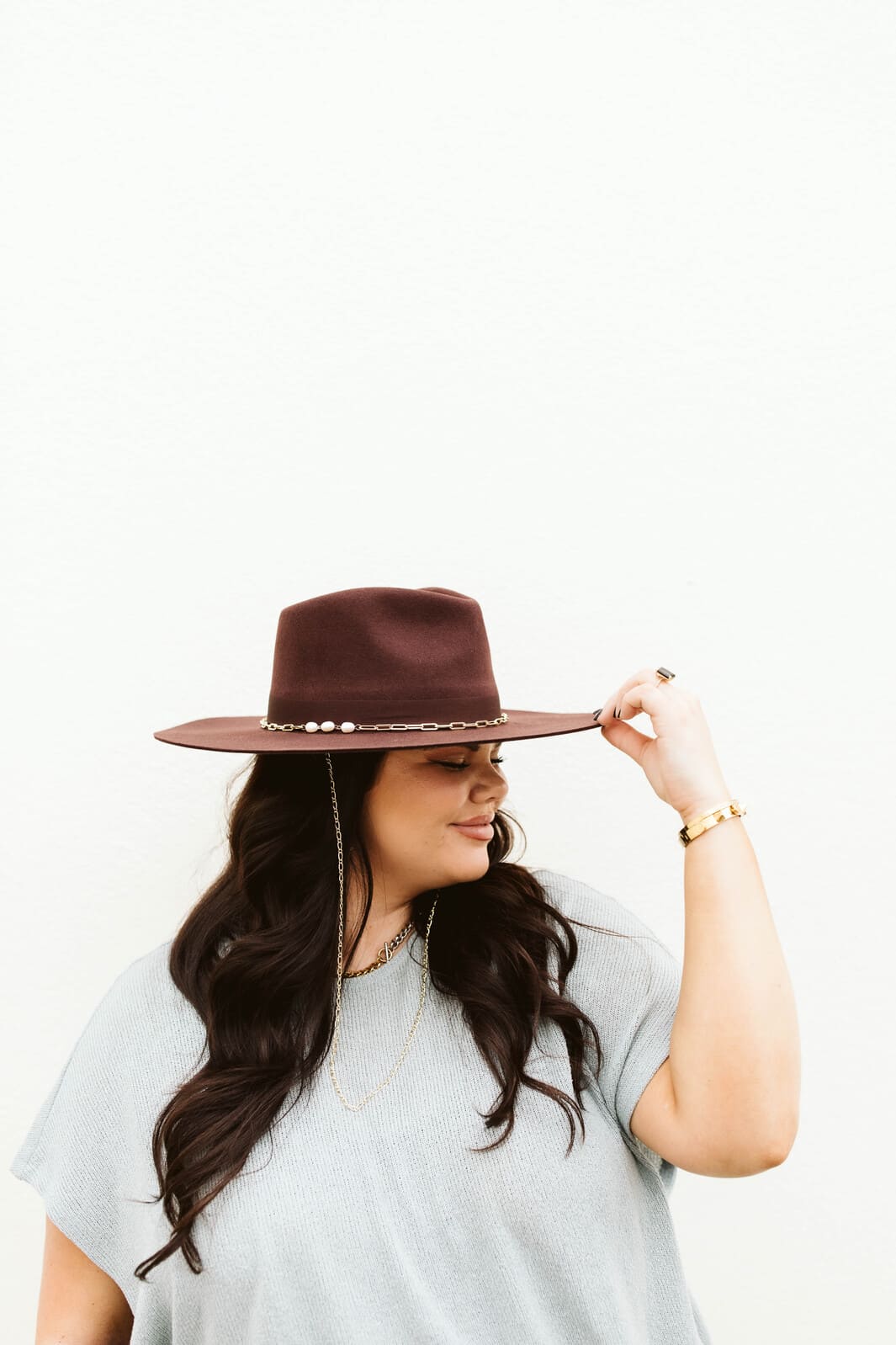 Gigi Pip Raine Wide Brim Fedora in Dark Cherry