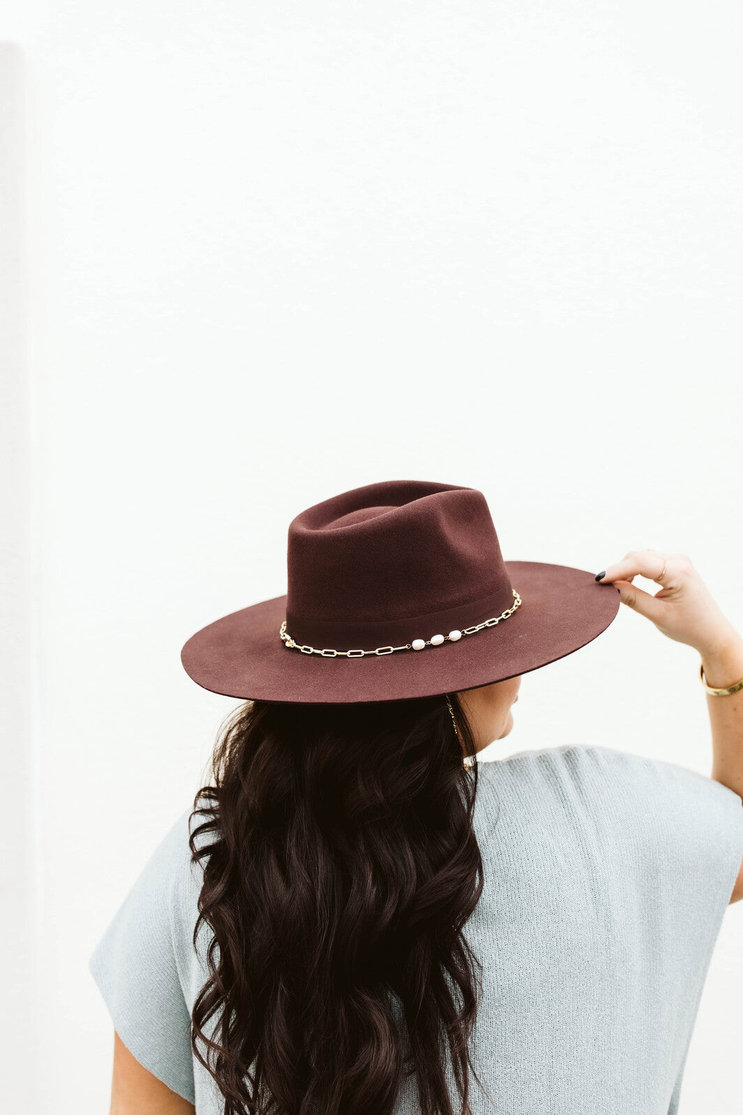 Gigi Pip Raine Wide Brim Fedora in Dark Cherry